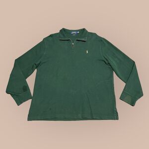 Polo Ralph Lauren Sweater Mens L Green Estate Rib 1/4 Zip Pony Comfort Cotton